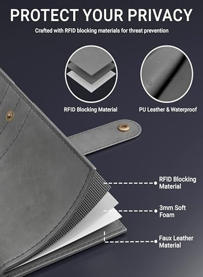 FEDUS Leather Premium Long Currency Holder,Passport Holder for Unisex, Wallet with Card Holder,Id Card,Ticket,Currency,Boarding Pass Slots RFID Protected Travel Accessories Organiser,Grey - Image 5