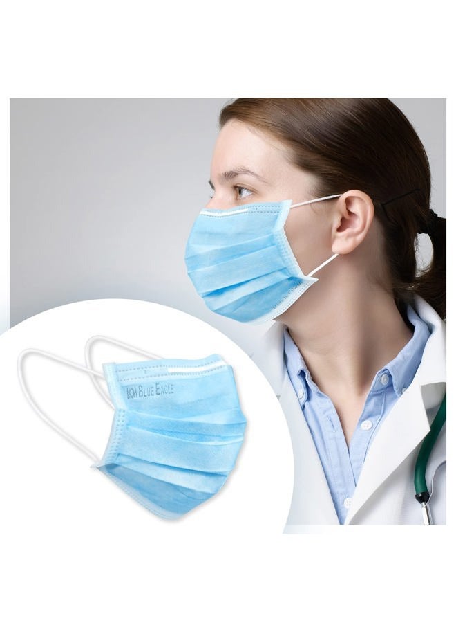 BLUE EAGLE Disposable Face Mask 50 Pack Individually Wrapped For Adults 3 Layer Face Mask With Nose Wire, Elastic Ear loops - Image 2