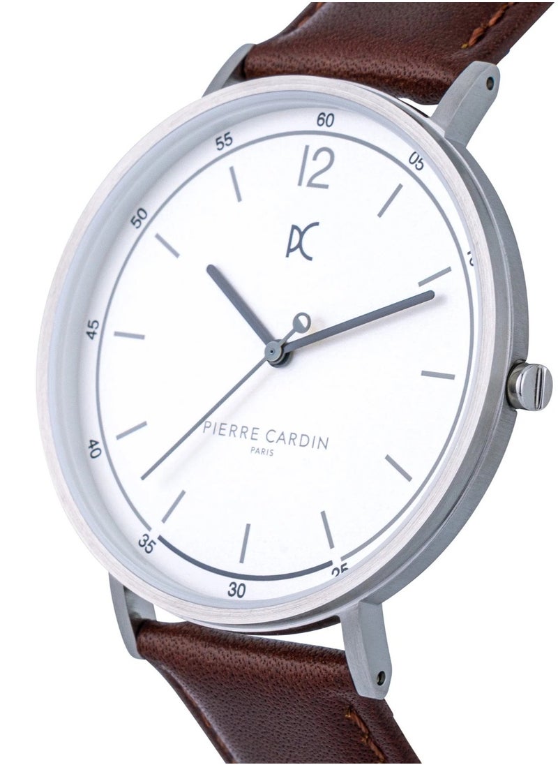 pierre cardin Pierre Cardin Stainless Steel Analog Men's Watch With Brown Leather Band CBN.3001  - Image 2