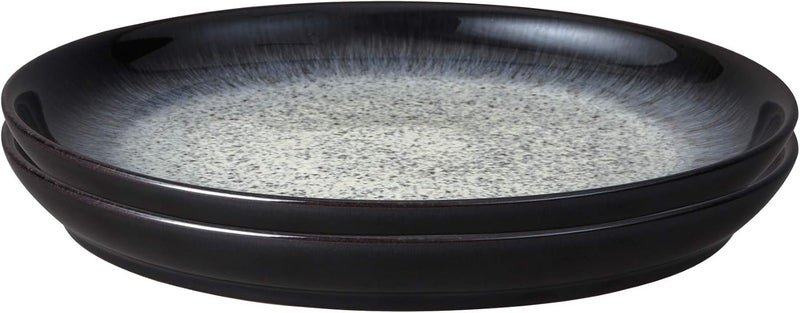 Denby Denby  Halo Coupe Dinner Plates Set of 2  Reactive Glaze Dishwasher Microwave Safe Crockery 26cm  Black Grey Ceramic Stoneware Tableware  Chip  Crack Resistant  - Image 1