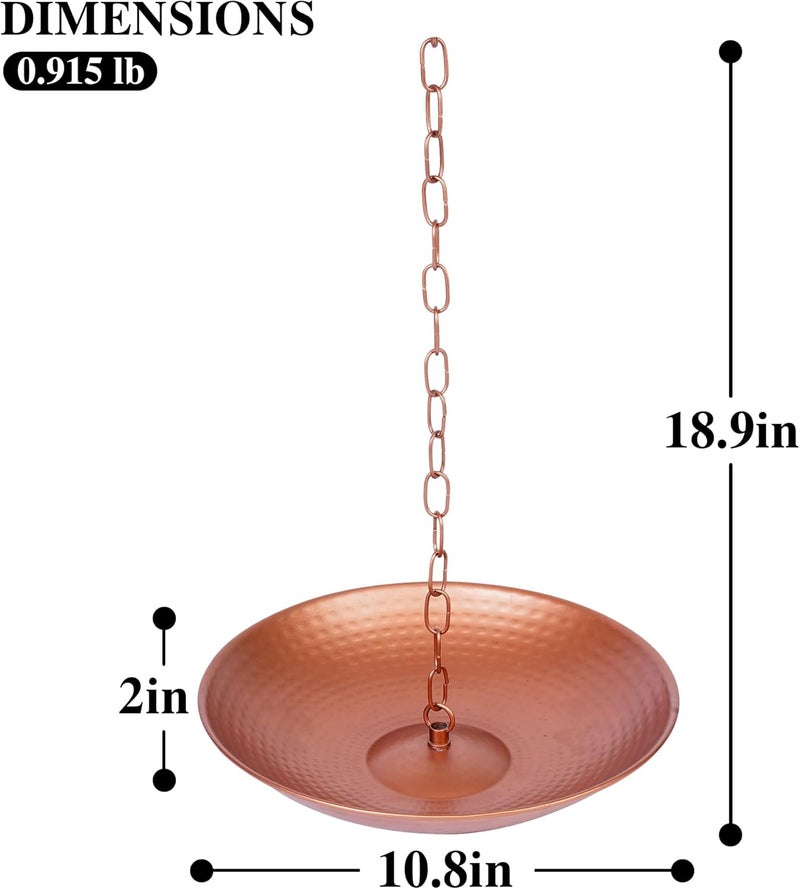 DUSVALLY Rain Chain Anchoring Basin 10.4 inch Water Feature Basin, Garden and Terrace Decoration Rain Chain Basin for Rainwater Collection Roof Drainage Ditch Downspouts, Gold - Image 5