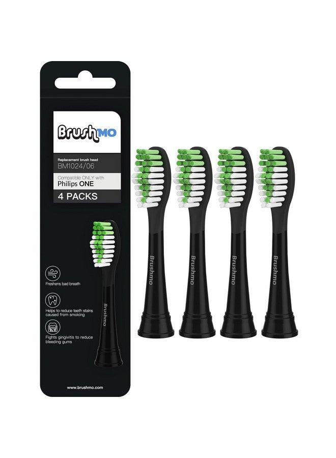 Brushmo Replacement Toothbrush Heads Compatible With Philips Sonicare One Toothbrush For Hy120006 Shadow Black Bh102206 Brush Head (Shadow Black) 4 Pack - Image 1
