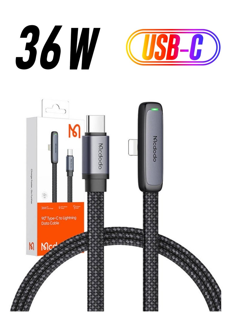 Mcdodo CA-3350 USB to USB-C Angle Cable 1.2m Black - Image 1