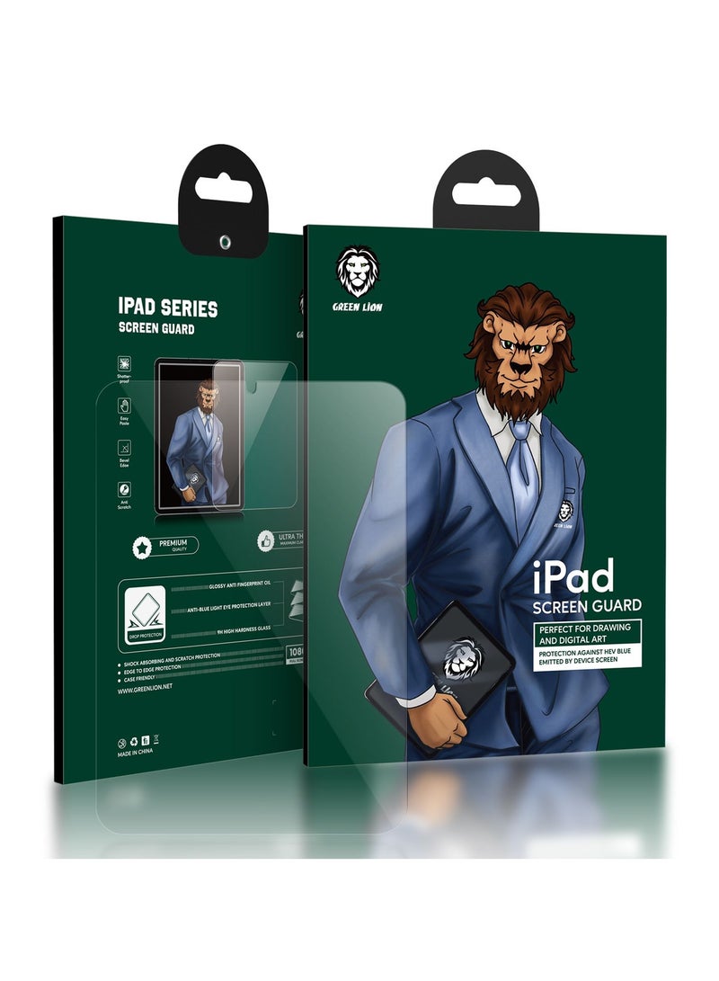 GREEN LION iPad 7 (2020) 10.2" Full HD Glass Screen Protector / Anti-Scratch / Shatter-Proof / Shock Absorbing / Edge to Edge Protection / 1080P Full Screen / Case Friendly / Easy Paste - Clear - Image 2