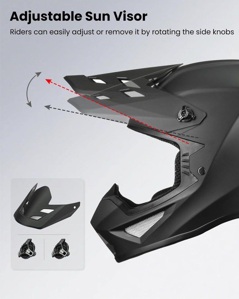Auboa Adult Dirt Bike Helmets Motocross ATV Off Road UTV Four Wheeler MX Electric Dirtbike Helmet with Goggles Gloves Mask DOT Model MT766 (Matte Black L) - Image 5