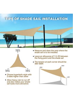 LEFAFA Sun Shade Sail, 3x3m Sand Triangle Outdoor Shade Cover, Heavy Duty Permeable Canopy Cover, 90% UV Block Canopy for Patio Garden Backyard  - Image 4
