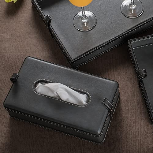 Spread Spain Modern Leatherite Tissue Box Cover Facial Tissue Box Holder Napkin Dispenser Box for Bathroom Home Office and Restaurant Light Grey/Black (9.8"(L) x 5.5"(W) x 3.1"(H) - Image 5