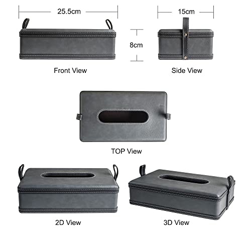 Spread Spain Modern Leatherite Tissue Box Cover Facial Tissue Box Holder Napkin Dispenser Box for Bathroom Home Office and Restaurant Light Grey/Black (9.8"(L) x 5.5"(W) x 3.1"(H) - Image 4