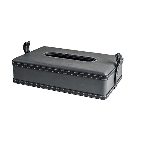 Spread Spain Modern Leatherite Tissue Box Cover Facial Tissue Box Holder Napkin Dispenser Box for Bathroom Home Office and Restaurant Light Grey/Black (9.8"(L) x 5.5"(W) x 3.1"(H) - Image 1