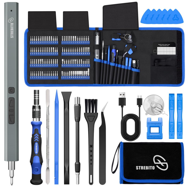 STREBITO Electric Screwdriver, 144-in-1 Precision Screwdriver Set, 120 Magnetic Bits, Organized Storage and Portability, Small Tool Kit for Electronics, PC, Computer and Laptop - Image 1