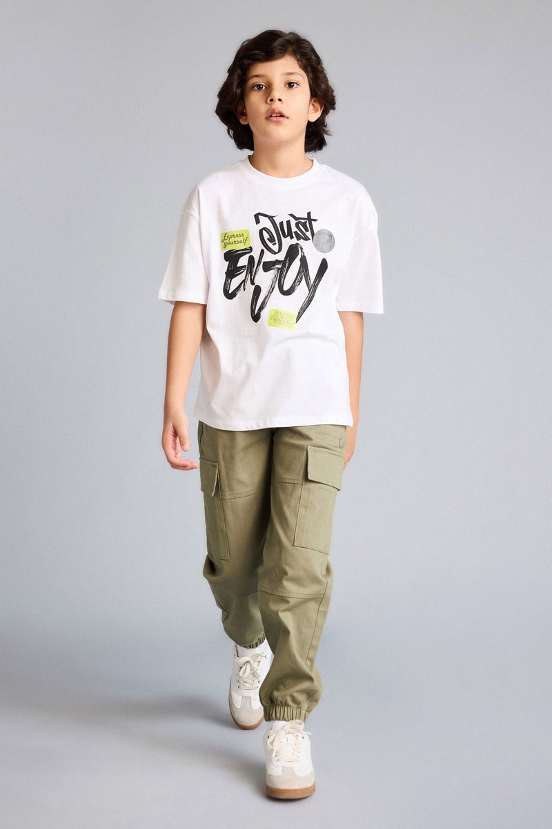 ديفاكتو تيشيرت اولادي نص كم مطبوع اوفر سايز - Image 2