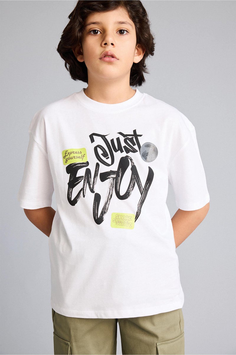 DeFacto White Boy Boy Oversize Printed Short Sleeve T-Shirt Casual - Image 4
