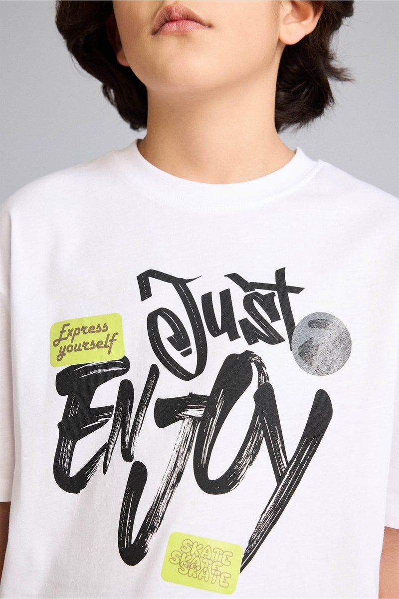 DeFacto White Boy Boy Oversize Printed Short Sleeve T-Shirt Casual - Image 5