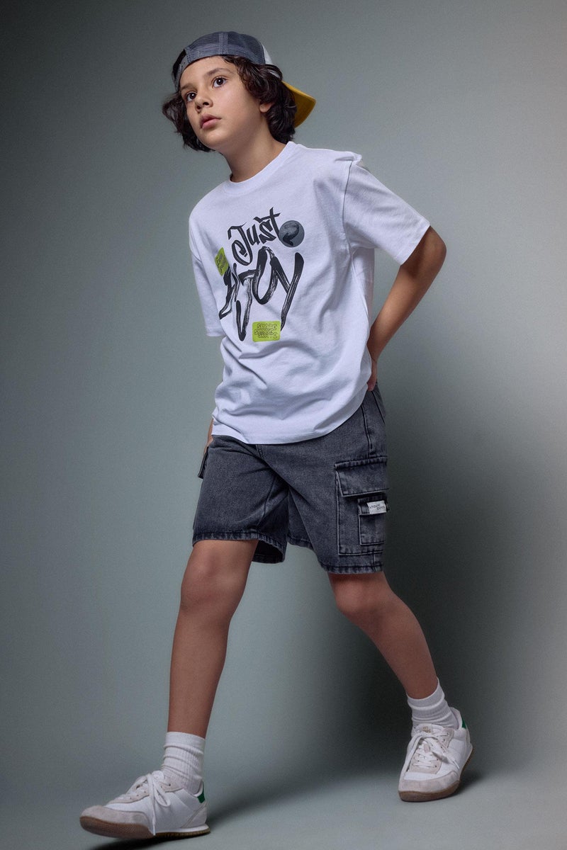 DeFacto White Boy Boy Oversize Printed Short Sleeve T-Shirt Casual - Image 2