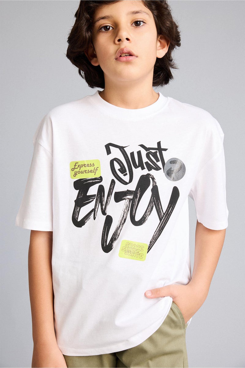 DeFacto White Boy Boy Oversize Printed Short Sleeve T-Shirt Casual - Image 3