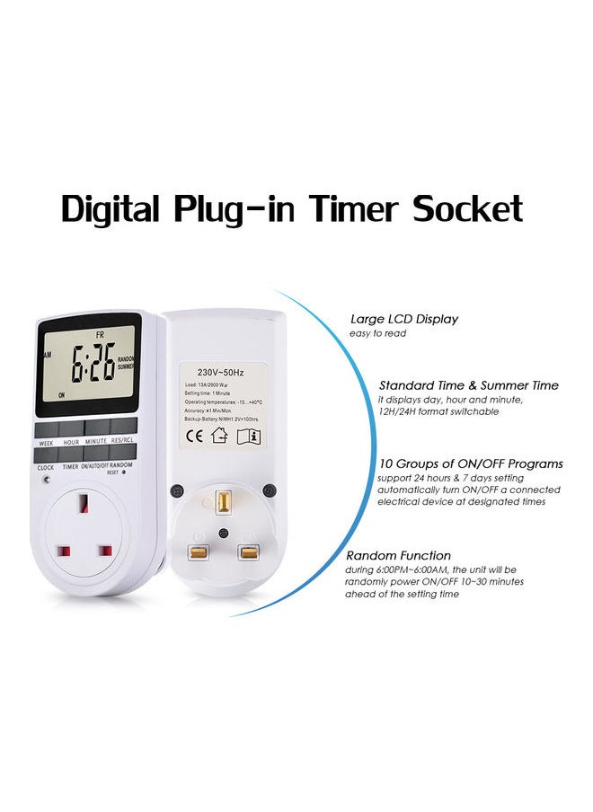 Generic 2-Piece Digital Plug-In Timer Socket Set White  - Image 4