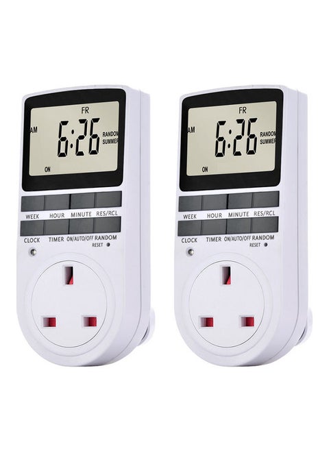 2-Piece Digital Plug-In Timer Socket Set White