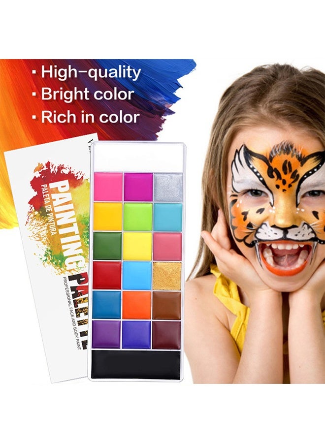 Fankalo 20-Color Professional Body Face Paint Palette Kit with 10 Brushes & 30 Templates - Red Black White Special Effects Paints for Kids Adults Halloween Cosplay - Image 3