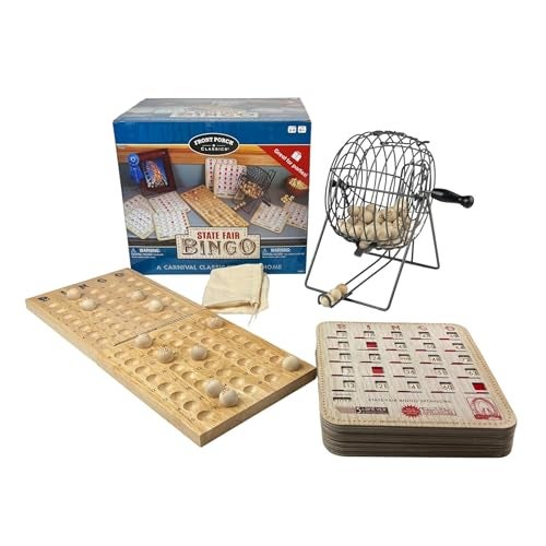 Front Porch Classics State Fair Bingo Deluxe Edition - Craftsmanship for an Authentic Retro-Style Experience - Intergenerational Fun for Friends and Family, 10x11x14 in - Image 1