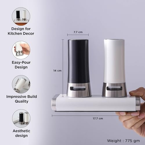 UMAI Salt and Pepper Container Set (60ml) | Magnetic Base Sprinkler for Dining Table | Black and White Salt Holder - Image 4