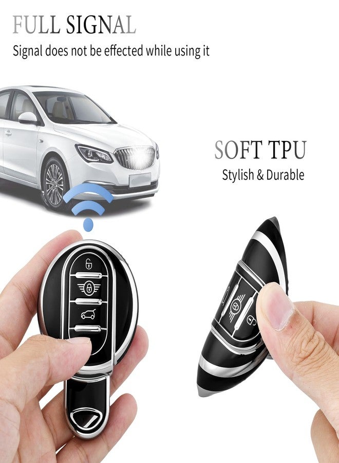 OFFCURVE غطاء مفتاح السيارة OFFCURVE لسيارة BMW Mini، حافظة مفاتيح السيارة متوافقة مع BMW Mini Cooper SD F56 F55 F54 F57 F60 R55 R56 R57 R58 R59 R60 S Roadster، حامل مفتاح ذكي، واقي ملحقات السيارة، أسود - Image 5