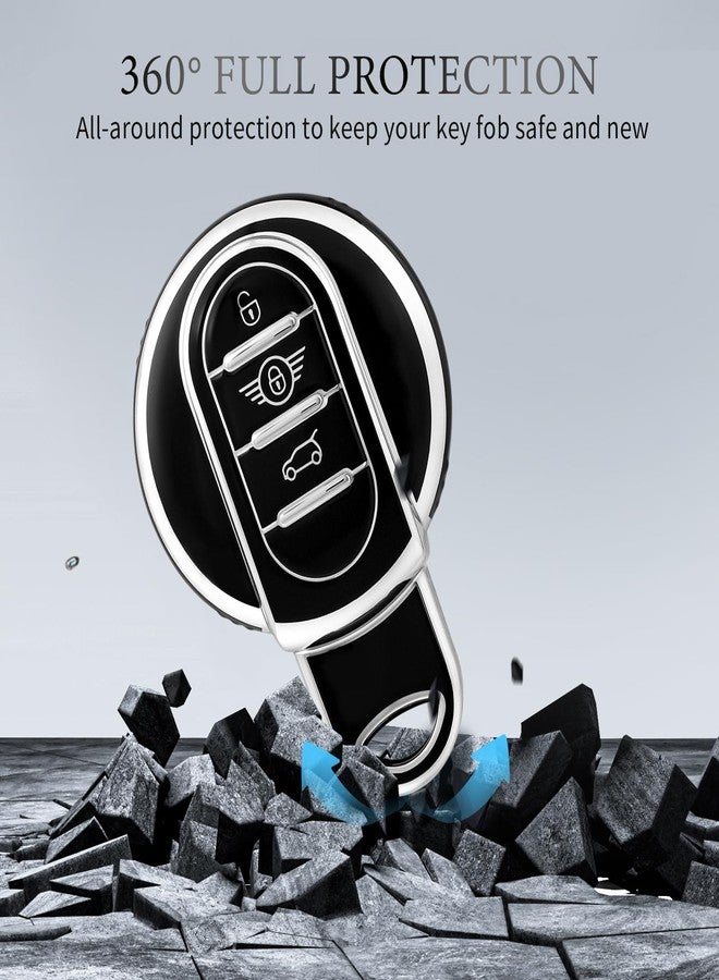 OFFCURVE غطاء مفتاح السيارة OFFCURVE لسيارة BMW Mini، حافظة مفاتيح السيارة متوافقة مع BMW Mini Cooper SD F56 F55 F54 F57 F60 R55 R56 R57 R58 R59 R60 S Roadster، حامل مفتاح ذكي، واقي ملحقات السيارة، أسود - Image 4