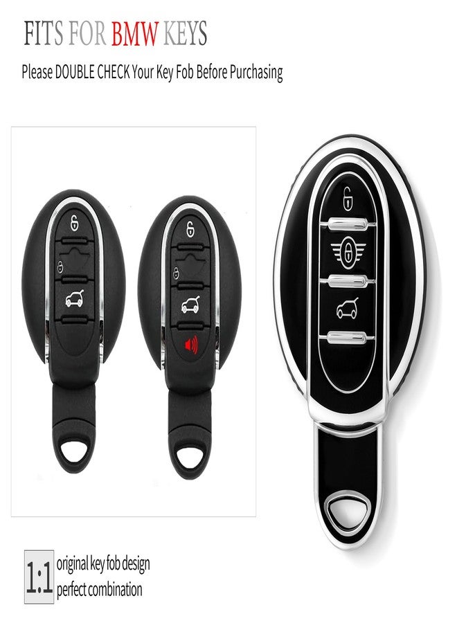 OFFCURVE غطاء مفتاح السيارة OFFCURVE لسيارة BMW Mini، حافظة مفاتيح السيارة متوافقة مع BMW Mini Cooper SD F56 F55 F54 F57 F60 R55 R56 R57 R58 R59 R60 S Roadster، حامل مفتاح ذكي، واقي ملحقات السيارة، أسود - Image 2