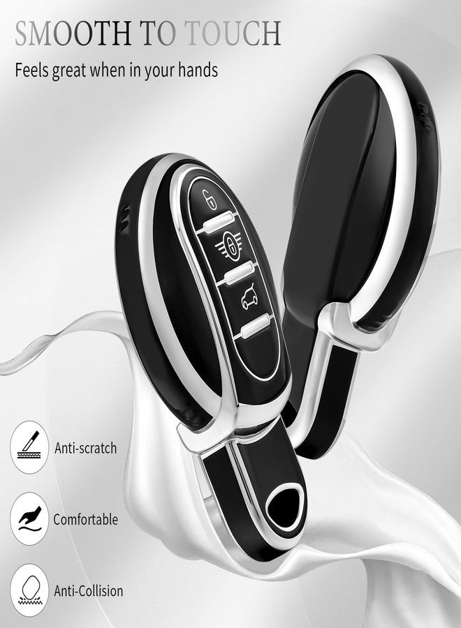 OFFCURVE غطاء مفتاح السيارة OFFCURVE لسيارة BMW Mini، حافظة مفاتيح السيارة متوافقة مع BMW Mini Cooper SD F56 F55 F54 F57 F60 R55 R56 R57 R58 R59 R60 S Roadster، حامل مفتاح ذكي، واقي ملحقات السيارة، أسود - Image 3