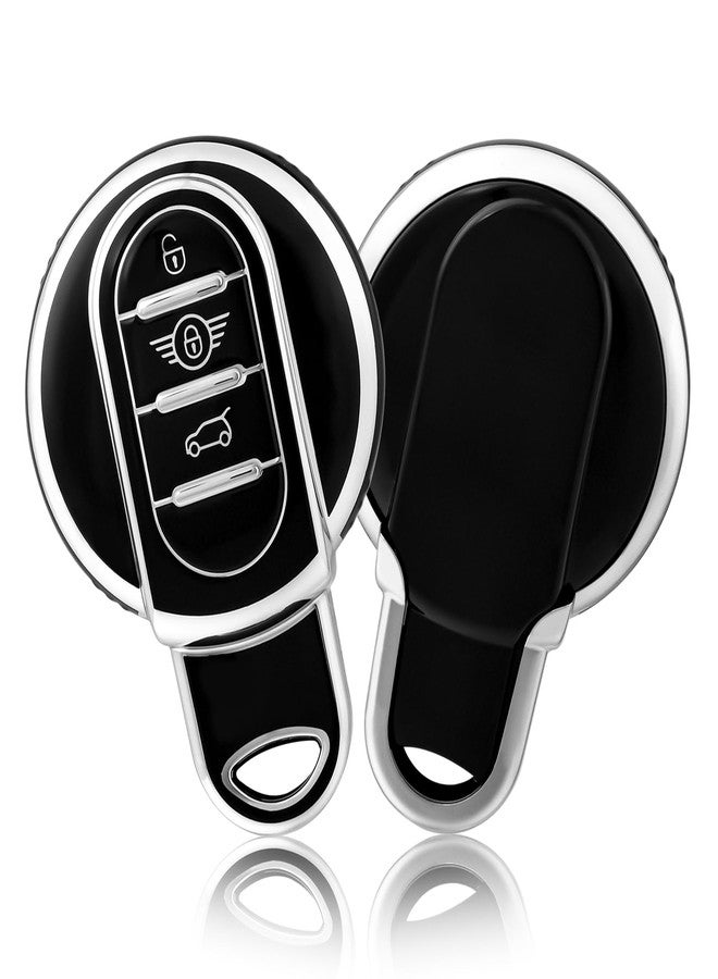 OFFCURVE غطاء مفتاح السيارة OFFCURVE لسيارة BMW Mini، حافظة مفاتيح السيارة متوافقة مع BMW Mini Cooper SD F56 F55 F54 F57 F60 R55 R56 R57 R58 R59 R60 S Roadster، حامل مفتاح ذكي، واقي ملحقات السيارة، أسود - Image 1