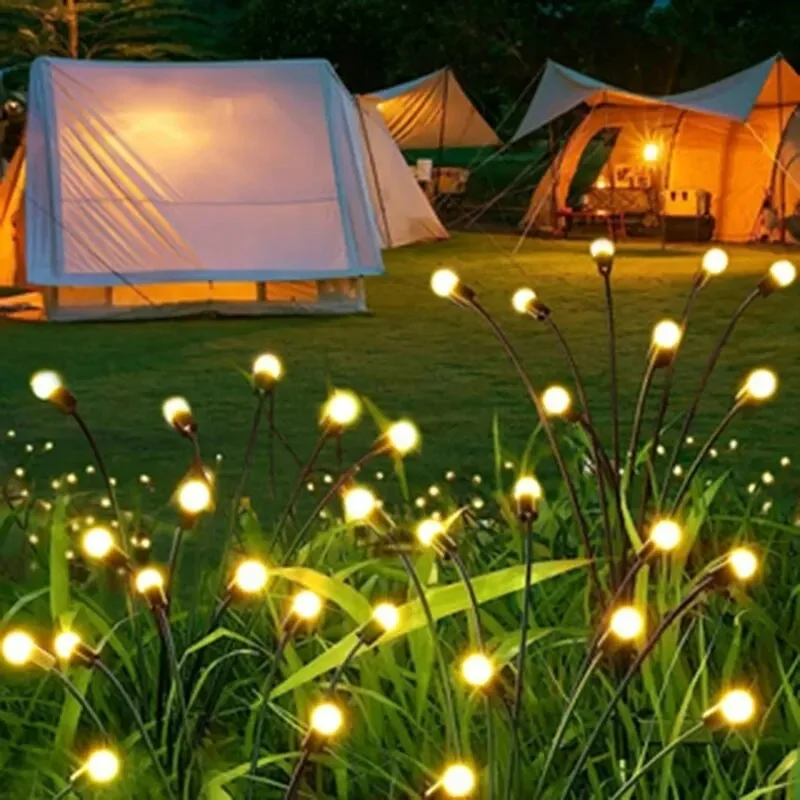 Safestore 2 Pieces 6 LEDs Solar Powered Firefly Flower Lamp