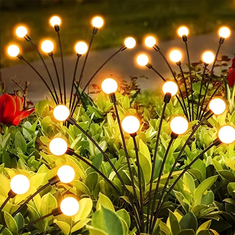 Safestore 2 Pieces 6 LEDs Solar Powered Firefly Flower Lamp