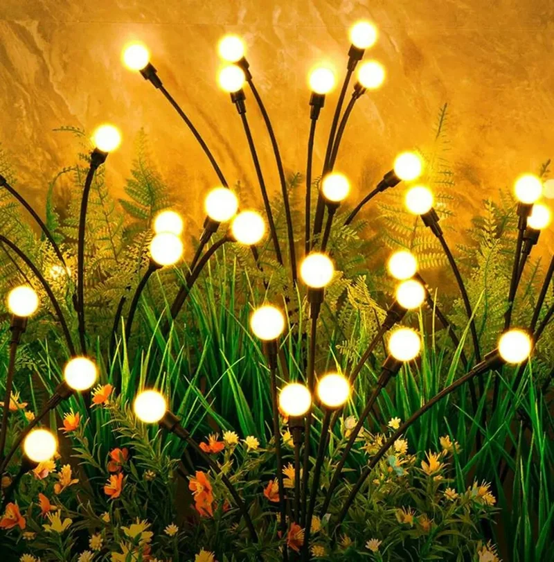 Safestore 2 Pieces 6 LEDs Solar Powered Firefly Flower Lamp