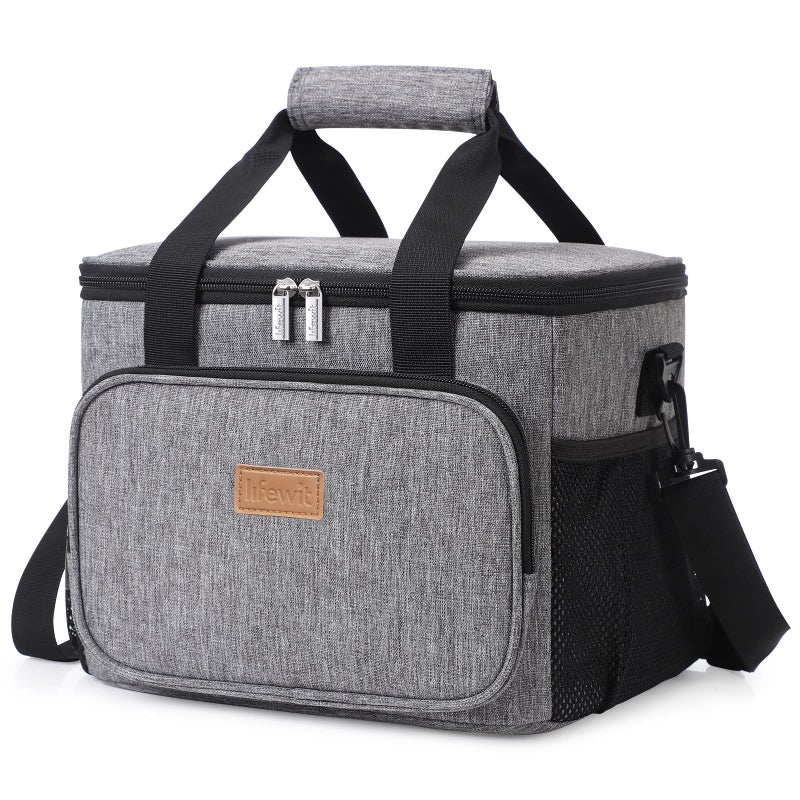 Lifewit Large Lunch Bag Insulated Lunch Box Soft Cooler Cooling Tote for Adult Men Women, Gray 24-Can (15L) - Image 1