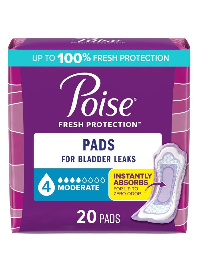 Poise حفاضات سلس البول وحفاضات سلس البول بعد الولادة، 4 قطرات امتصاص معتدل، طول عادي، 20 قطعة، قد يختلف التعبئة - Image 1