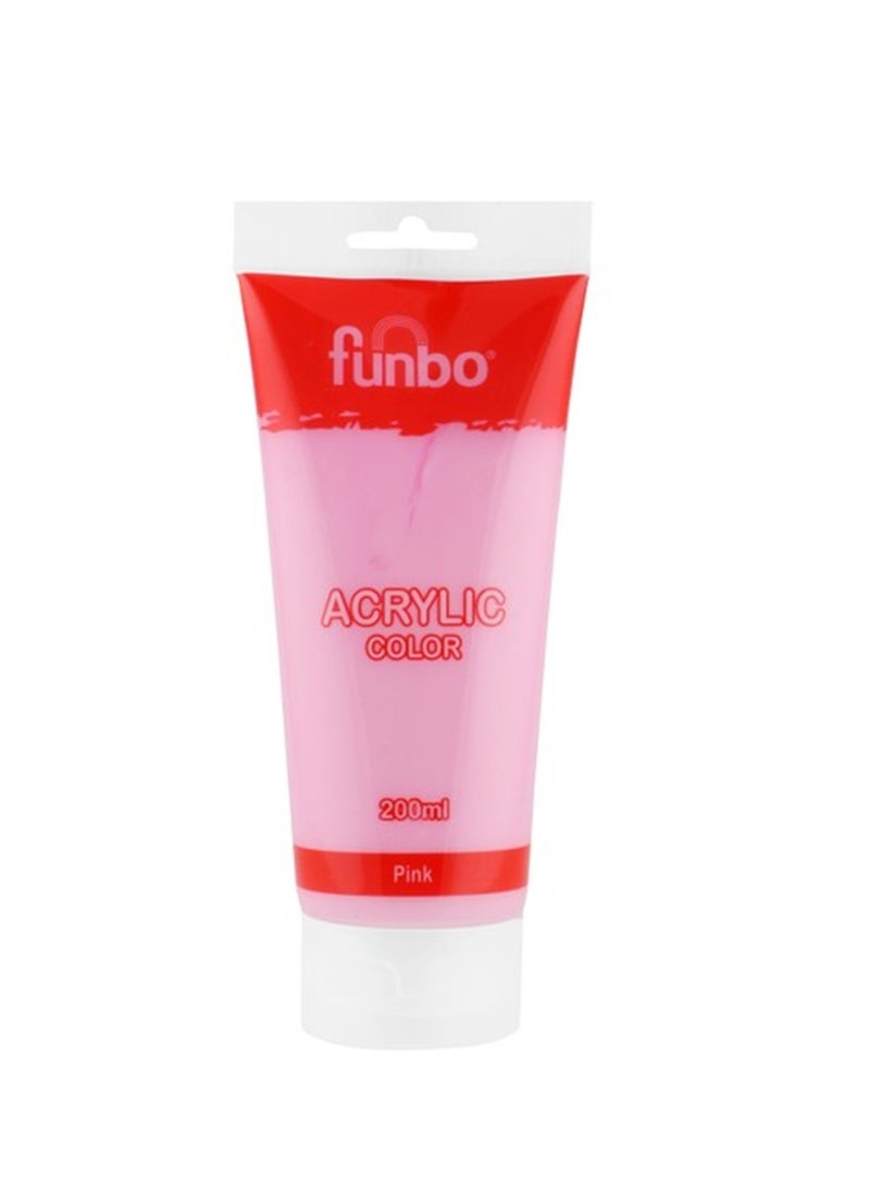 Funbo أنبوب طلاء أكريليك 200 مل محتوى وردي - Image 1