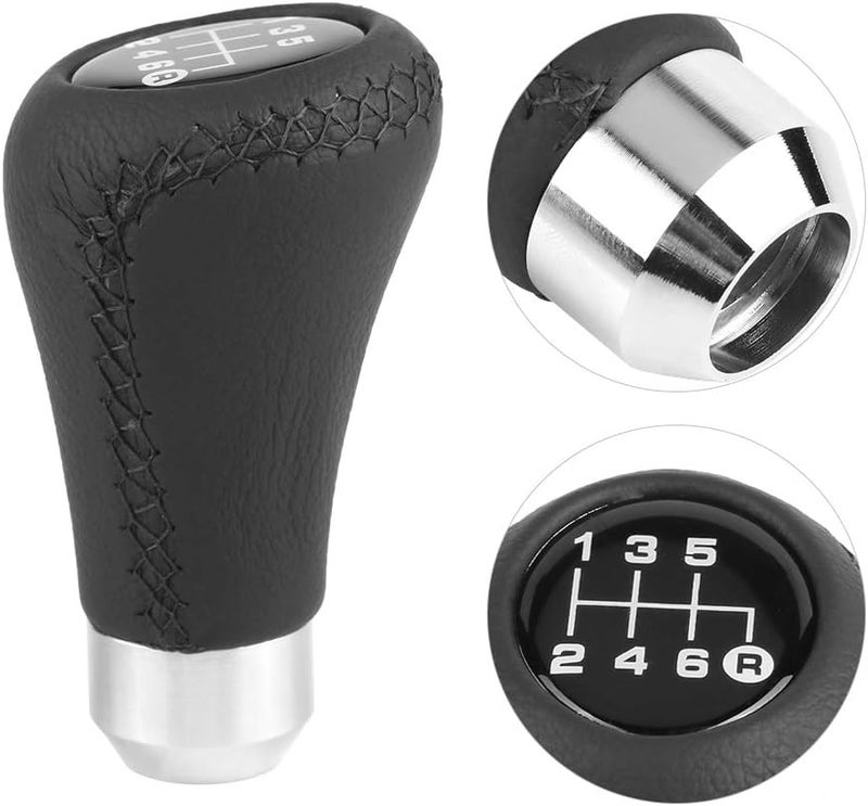 6 Speed Gear Stick Shift Knob, Universal Car Auto Vehicle 6-Speed Transmission, Manual Gear Shift Knob Adapter Head, PU Shifter Stick with 3 Hoses(Black) - Image 2