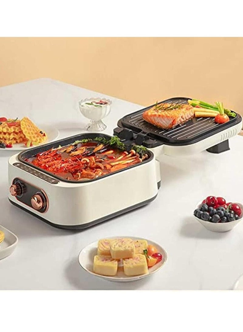 Electric Hot Pot 2 in 1 1800W, Multifunctional Cooker with Grill and Hot Pot with Adjustable Temperature Control, Nonstick Coating, Rapid Heating Perfect for Korean BBQ, Stir Fry, and More  - Image 1