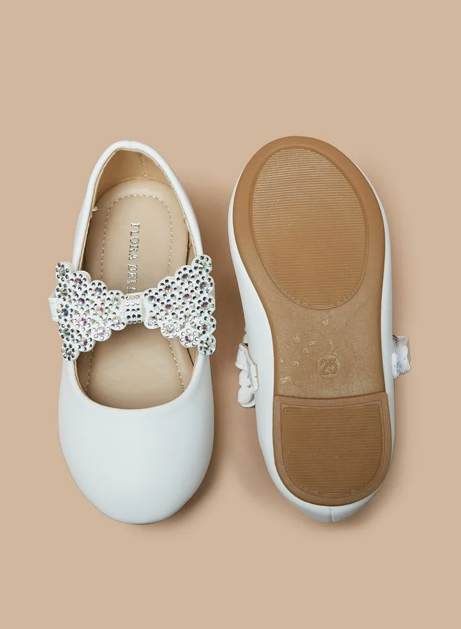Flora Bella By Shoexpress Girl's Embellished Bow Applique Mary Jane Shoes Ramadan Collection