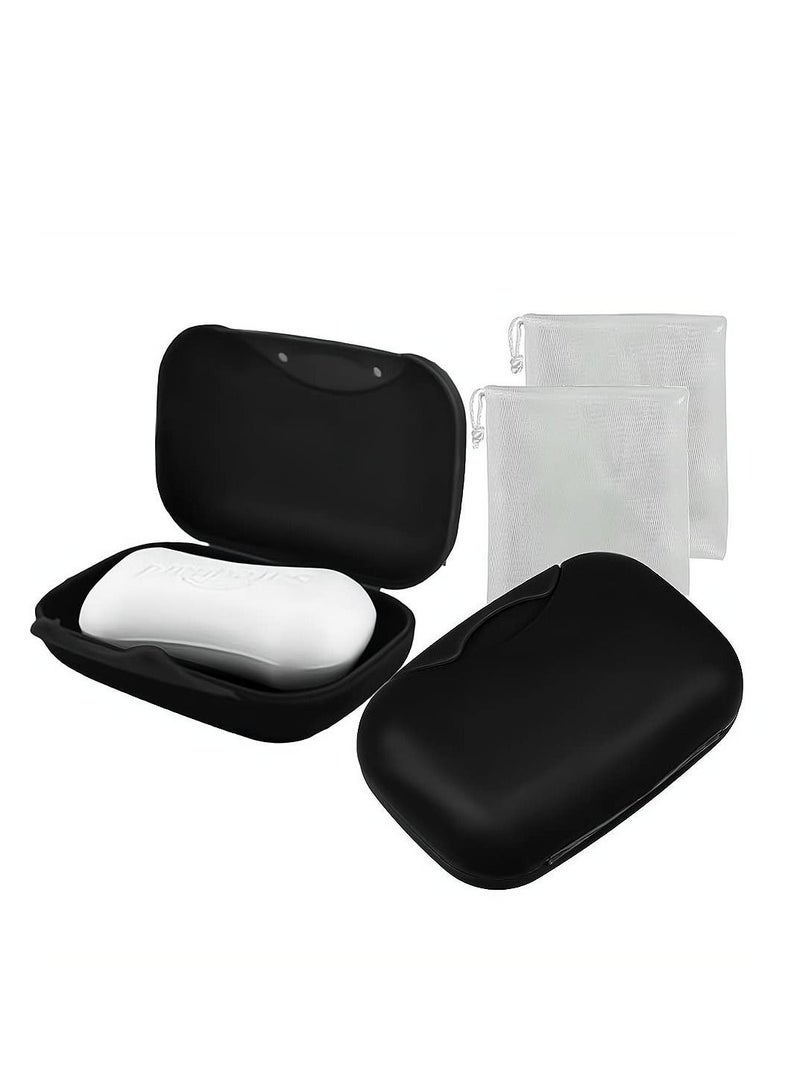 SYOSI Soap Dish Travel Box, 2 Pack Soap Holder with Bubble Foam Soap Bag, Translucent Soap Tray Soap Saver Box Case for Home Travel Outdoor Hiking Bathroom Camping Gym  - Image 1