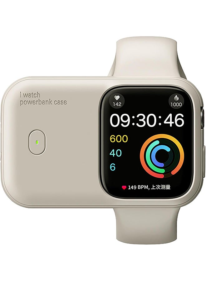 O Ozone Portable Wireless Apple Watch Charger 1200mAh – Magnetic Power Bank Keychain for Series 10–4 & SE (44mm–46mm) - Beige - Image 1