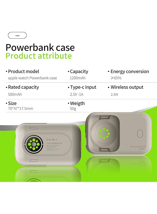 O Ozone Portable Wireless Apple Watch Charger 1200mAh – Magnetic Power Bank Keychain for Series 10–4 & SE (44mm–46mm) - Beige - Image 5