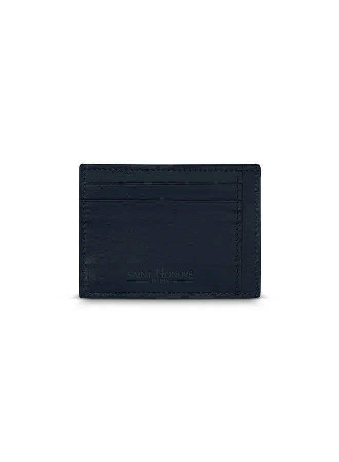 Saint Honore Paris Weaved Navy Leather Card Case for Men