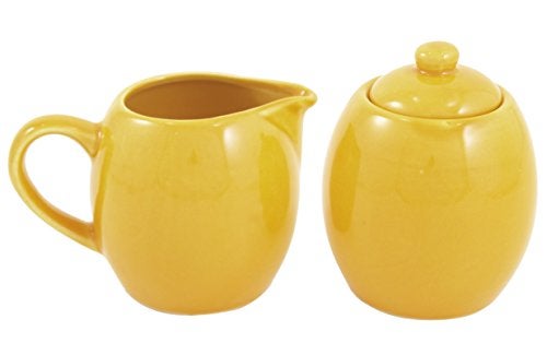 Metropolitan Tea Yellow Ceramic Creamer and Sugar Service Set with Lid - Image 4