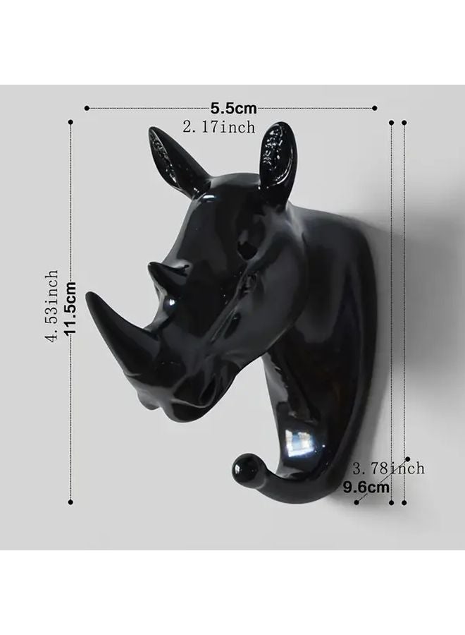 رأس وحيد القرن الأسود خطاف مقاوم للصدأ معلق حائطي قوي اللصق لا حاجة للحفر - Image 1