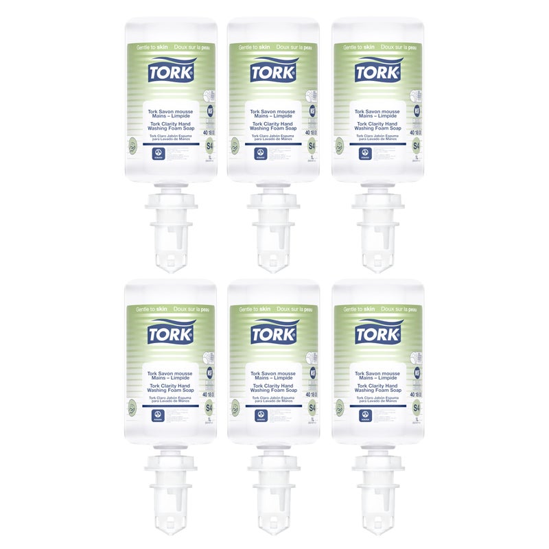 Tork Clarity Hand Soap Foam S4, 99% of Ingredients are of Natural Origin, 6 x 1L, 401800 - Image 1