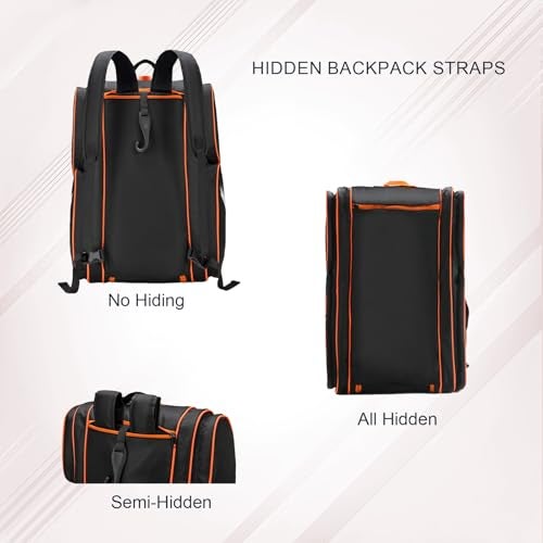 TILDOSAC Versatile Pickleball Backpack For Sport, Large Paddles Duffle Bag With Shoes Compartment For Travel Black - Image 3