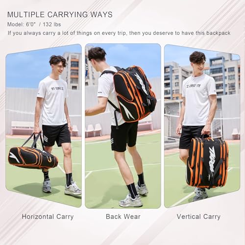 TILDOSAC Versatile Pickleball Backpack For Sport, Large Paddles Duffle Bag With Shoes Compartment For Travel Black - Image 4