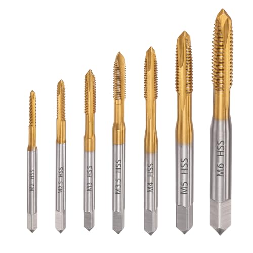 Saipe 7pcs Spiral Point Thread Tap Set M2 M6 Metric Thread Screw Taps HSS Machine Screw Tap Drill Set Screw Tapping Threading Tools - Image 1