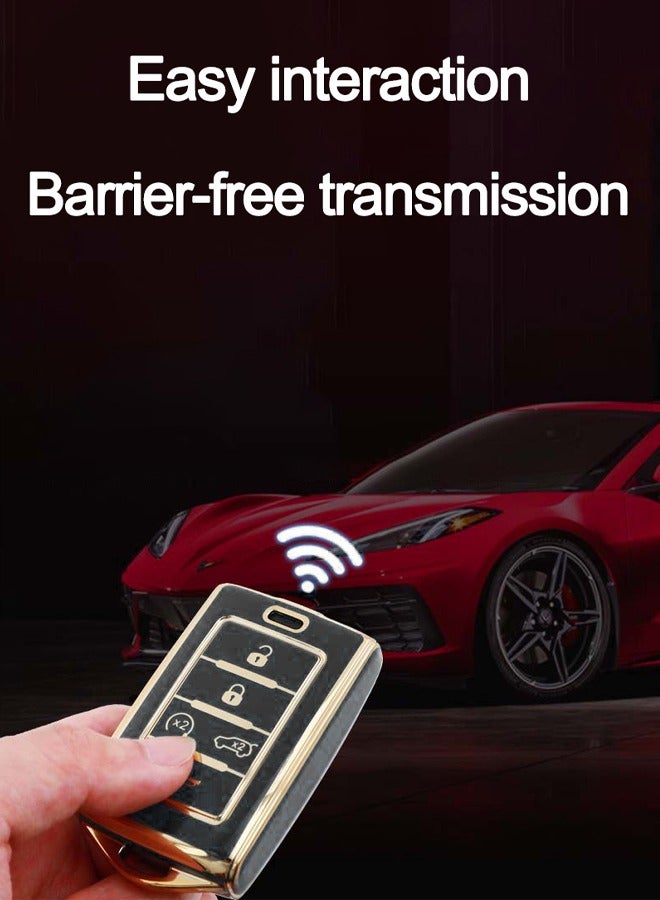 حافظة مفاتيح السيارة الناعمة من البولي يوريثان الحراري حقيبة حامل لسيارة جيب كرايسلر جراند شيروكي واجونير 2021 2022 2023 2024 واقي قذيفة فوب - Image 2