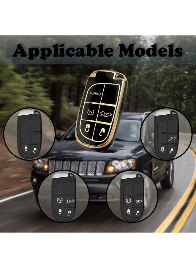 حافظة مفاتيح السيارة الناعمة من البولي يوريثان الحراري حقيبة حامل لسيارة جيب كرايسلر جراند شيروكي واجونير 2021 2022 2023 2024 واقي قذيفة فوب - Image 3